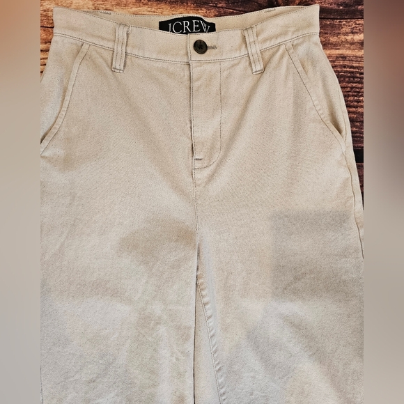 J. Crew Women's Size 25 Hi-Rise Wide Leg Crop 20 inch Natural Cream Pants - Picture 4 of 9